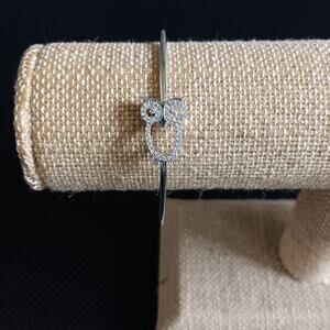 Silver Plated Cubic Zirconia CZ Owl Bird Clasped Bangle Bracelet